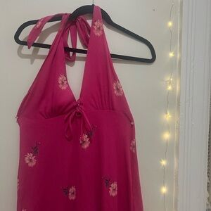 American Eagle Outfitters Pink Floral Halter Dress